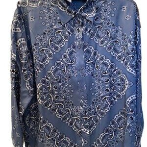Maje Flowing Printed Shirt in Blue Paisley (Size 1)